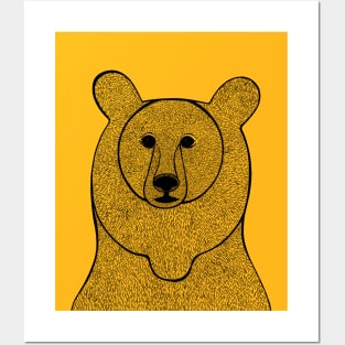 Grizzly Bear detailed hand drawn design Posters and Art